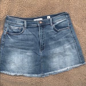 Denim distressed mini skirt